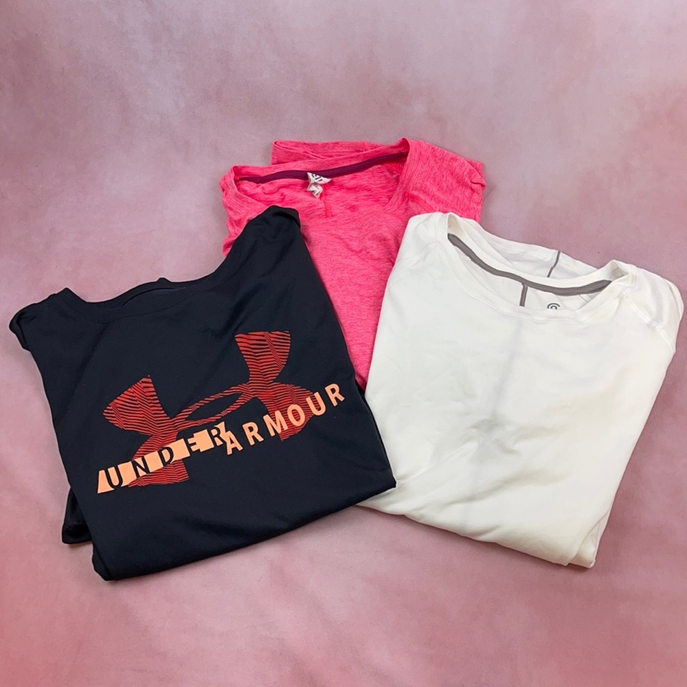 Bundle of 3 Workout t shirts under armor and champion